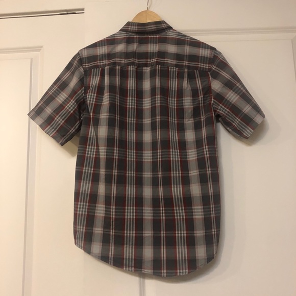 George Plaid Grey Red Buttondown Men's SMALL Classic Fit - Picture 3 of 4